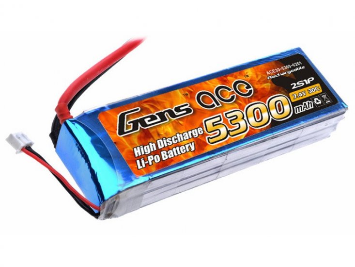 Gens ace 5300mAh 7.4V 30C 2S1P Lipo Battery Pack