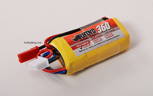 Rhino 360mAh 2S 7.4v 20C Lipoly Battery Pack