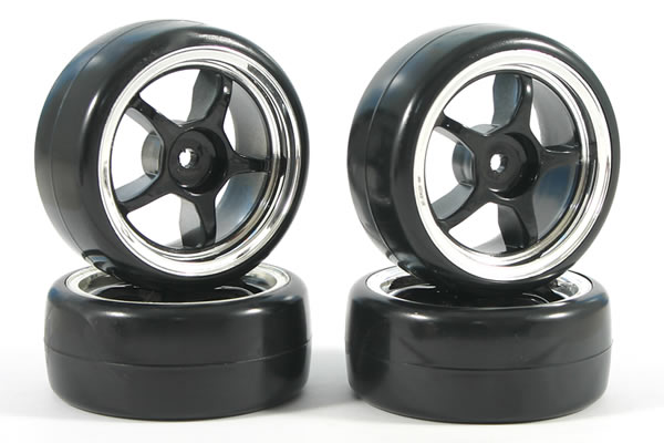Fastrax 5-Spoke Drift Wheel & V2 Tyre Set (4) - Chrome