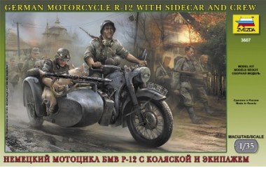 German motorcycle R-12 with sidecar and crew, 1/35