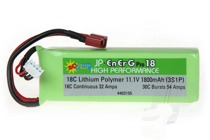 EnErG Pro 18C 3S LiPo 1800 (11.1V) 2C Charge - XH
