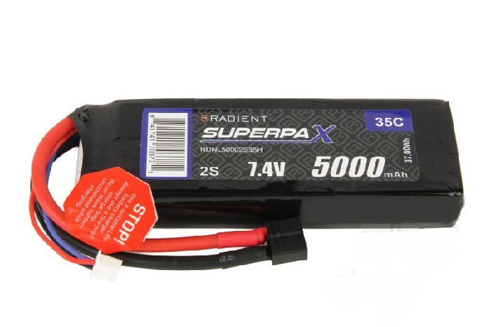 LiPo 2S Battery 5000mAh 7.4V 35C HCT