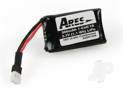 Battery LiPo 300mAh 1-Cell/1S 3.7V 15C, Micro A Connector (Ethos
