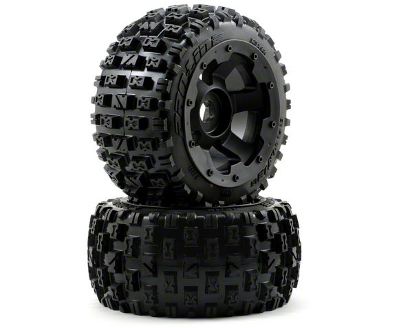 Proline Bow-Tie' (XTR) Off-Road Rear Tyres (2) Pre-mounted on Bl