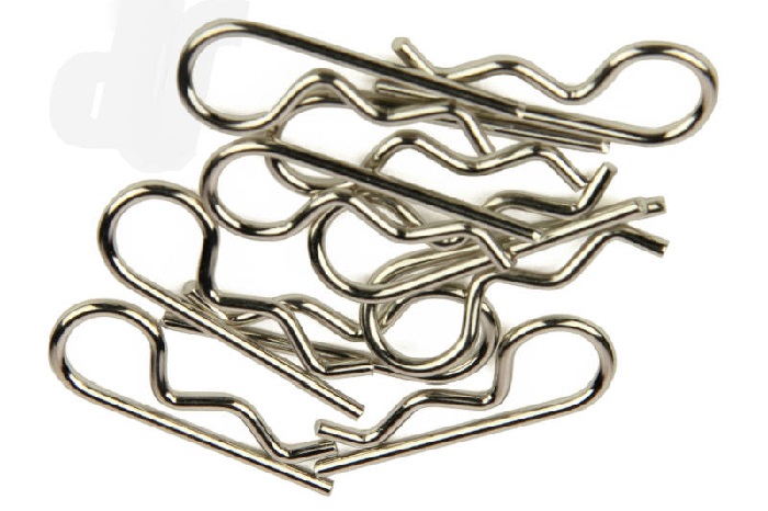 Body Clips, Large Straight, Silver (10)