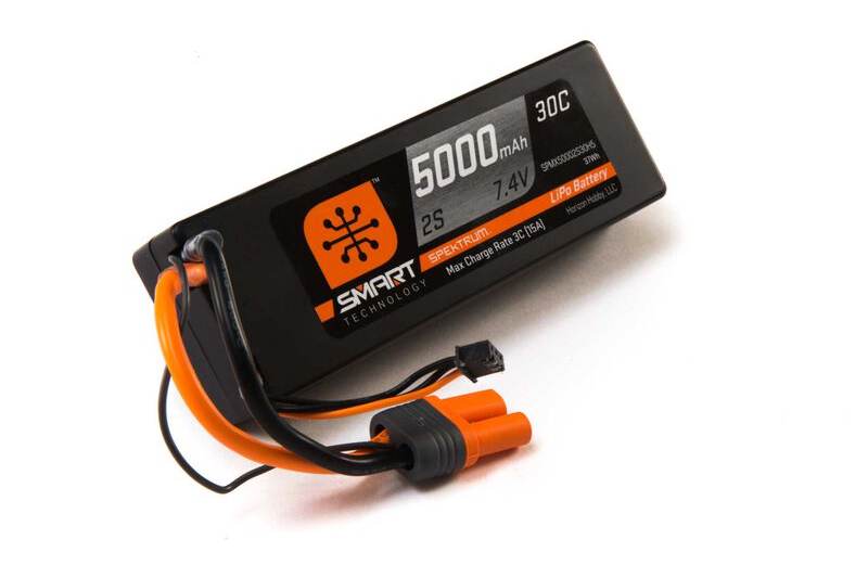 7.4V 5000mAh 2S 30C Smart Hardcase Spektrum LiPo Battery: IC5