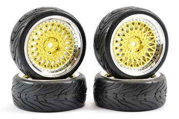 (image for) FASTRAX 1/10 STREET/TREAD TYRE CLASSIC GOLD/CHROME WHEEL