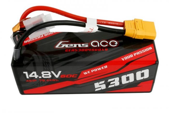(image for) Gens ace 5300mAh 14.8V 60C 4S1P HardCase 14# car Lipo Battery - Κάντε κλικ στην εικόνα για κλείσιμο