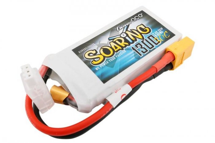 (image for) Gens ace Soaring 1300mAh 7.4V 30C 2S1P Lipo Battery XT60 Plug
