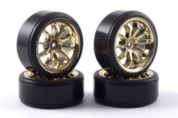 (image for) Fastrax 10-Spoke Drift Wheel & Tire Set (4) - Chrome