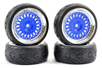 (image for) FASTRAX 1/10 STREET/TREAD TYRE CLASSIC BLACK/CHROME WHEEL