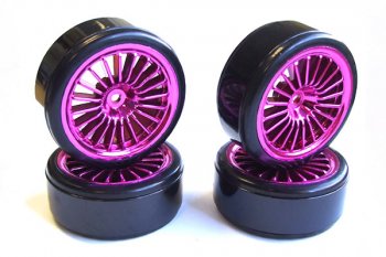 (image for) FASTRAX 1/10 STREET WHEEL/ DRIFT TYRES 20-SPOKE PURPLE