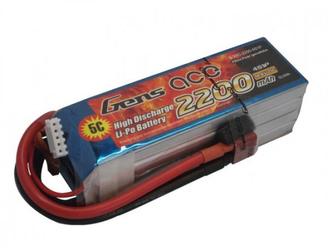 (image for) Gens ace 2200mAh 14.8V 25C 4S1P Lipo Battery Pack