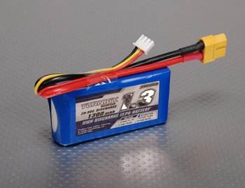 (image for) Μπαταρίες Turnigy 1300mAh 2S 20C Lipo Battery Pack