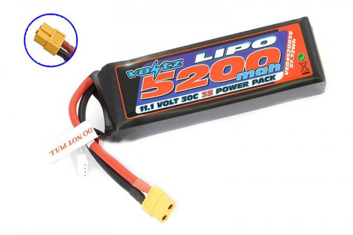 (image for) VOLTZ 5200MAH 11.1V 30C LIPO BATTERY W/XT60