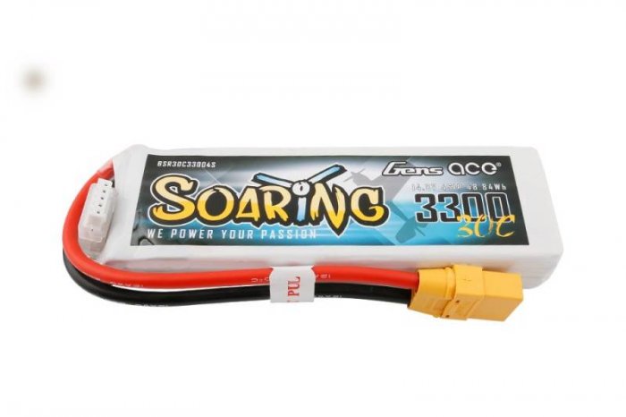 (image for) Gens ace Soaring 3300mAh 14.8V 30C 4S1P Lipo Battery Pack XΤ90