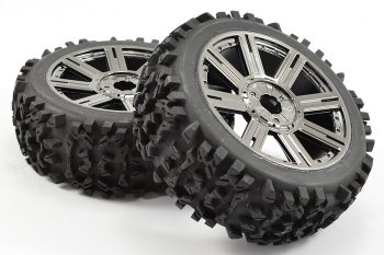 (image for) FASTRAX 1:8 MAZE BLOCK MOUNTED ON 8-SPOKE BLACK CHROME (PR)