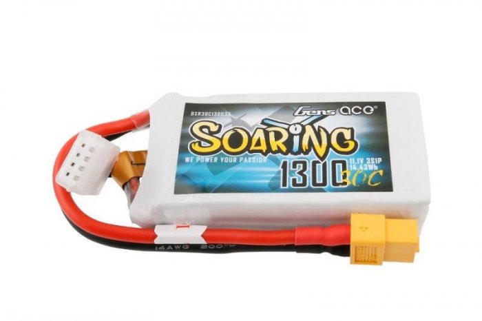 (image for) Gens ace Soaring 1300mAh 11.1V 30C 3S1P Lipo Battery Pack - XT60