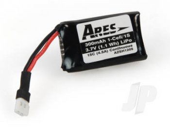 (image for) Battery LiPo 300mAh 1-Cell/1S 3.7V 15C, Micro A Connector (Ethos