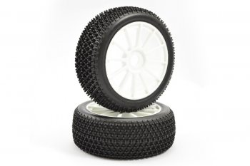 (image for) Fastrax 1/8 Buggy 'Tri Pin' Tyres Pre-Mounted on 12 Spoke Wheels