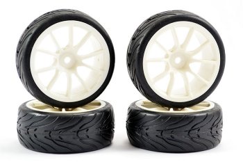 (image for) FASTRAX 1/10 STREET/TREAD TYRE 10SP WHITE WHEEL