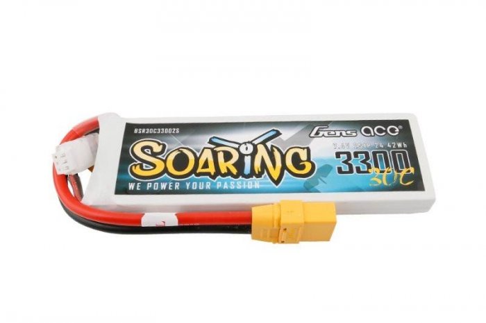 (image for) Gens ace Soaring 3300mAh 7.4V 30C 2S1P Lipo Battery Pack XT90