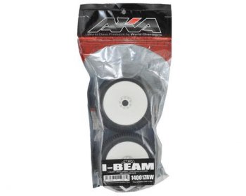 (image for) AKA RACING I-BEAM 1/8 BUGGY TIRES (2) (PRE-MOUNTED) (WHITE) (MED