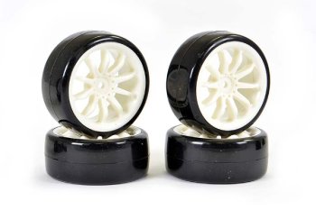(image for) FASTRAX 1/10 STREET/DRIFT 10SP SCALE WHEEL & V2 TYRE WHITE