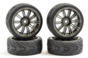(image for) Fastrax 'Street/Tread' 1/10 Tyres Pre-Mounted on Gun Metal 20 Sp