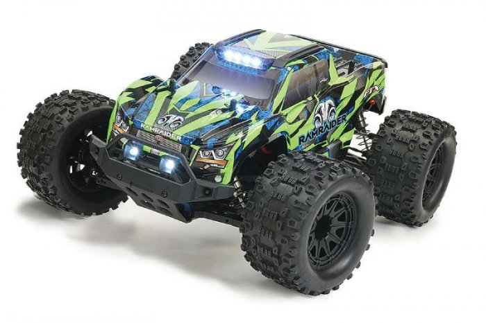 (image for) FTX RAMRAIDER 1/10 BRUSHLESS RC MONSTER TRUCK RTR - GREEN/BLUE