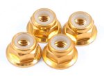 (image for) FASTRAX M4 GOLD FLANGED LOCKNUTS 4PCS