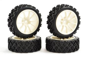 (image for) FASTRAX 1/10 STREET/RALLY TYRE 10SP WHITE WHEEL