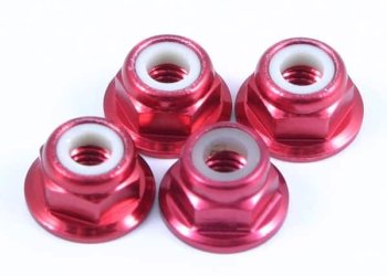 (image for) FASTRAX M4 RED FLANGED LOCKNUTS 4PCS
