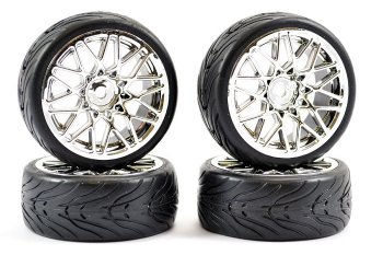 (image for) FASTRAX 1/10 STREET/TREAD TYRE STAR SPOKE CHROME WHEEL