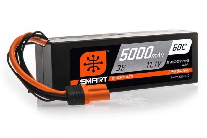 (image for) Spectrum 11.1V 5000mAh 3S 50C Smart Hardcase LiPo Battery IC5