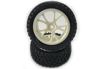 (image for) FASTRAX 1/10TH MOUNTED CUBOID BUGGY FRONT TYRES WHITE 10-SP