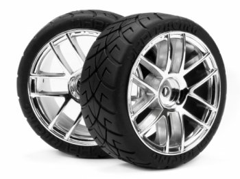 (image for) HPI MOUNTED X-PATTERN TIRES D COMPOUND SPLIT 6 CHROME (4)