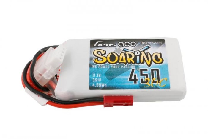 (image for) Gens ace Soaring 450mAh 11.1V 30C 3S1P Lipo Battery Pack JST-SYP