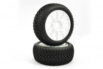 (image for) Fastrax 'Bone Block' 1/8 Off-Road Pre-Mounted Tyres on 10 Spoke 