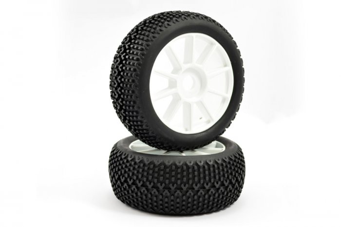 (image for) Fastrax 'Bone Block' 1/8 Off-Road Pre-Mounted Tyres on 10 Spoke 