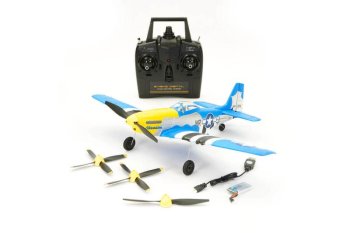 (image for) Volantex P-51D Mustang V2 Blue 4CH 400MM With Gyro RTF RC Plane