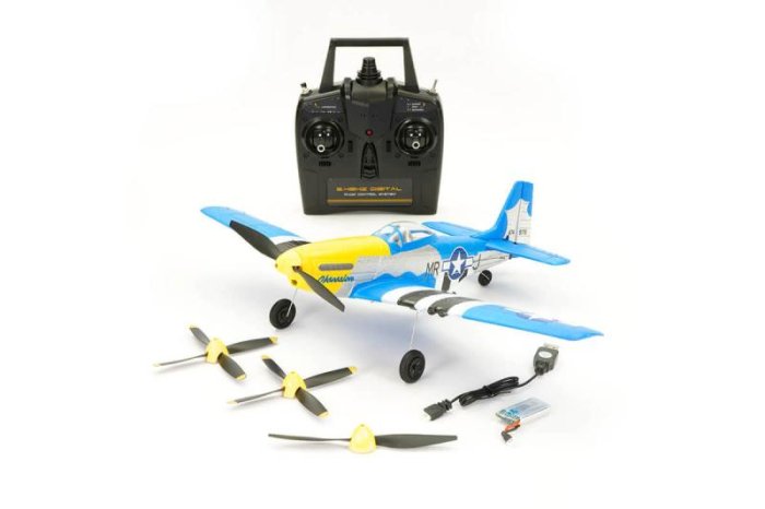 (image for) Volantex P-51D Mustang V2 Blue 4CH 400MM With Gyro RTF RC Plane