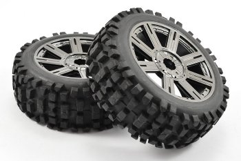 (image for) FASTRAX 1:8 ROCK BLOCK MOUNTED ON 8-SPOKE BLACK CHROME (PR)
