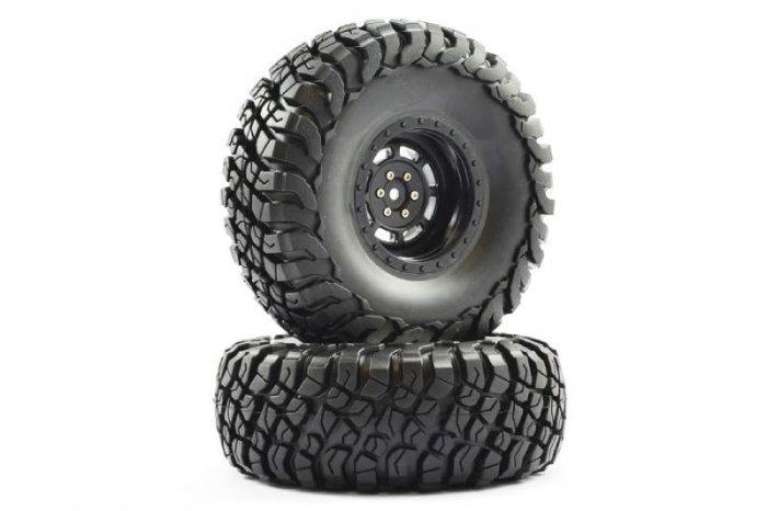 (image for) FTX MAULER 2.2" ALL TERRAIN TYRES PRE-GLUED ON BLACK WHEELS (2)