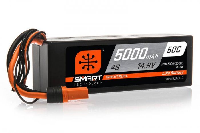 (image for) Spectrum14.8V 5000mAh 4S 50C Smart Hardcase LiPo Battery: IC5