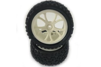 (image for) FASTRAX 1/10TH MOUNTED CUBOID BUGGY REAR TYRES WHITE 10-SP