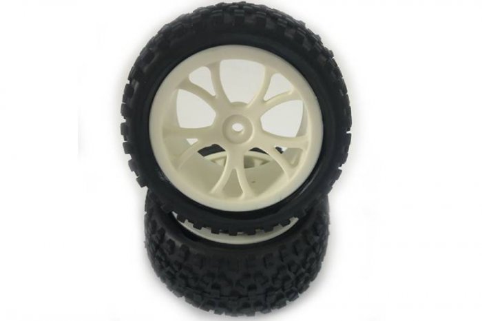 (image for) FASTRAX 1/10TH MOUNTED CUBOID BUGGY REAR TYRES WHITE 10-SP