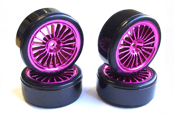 FASTRAX 1/10 STREET WHEEL/ DRIFT TYRES 20-SPOKE PURPLE