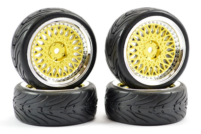 FASTRAX 1/10 STREET/TREAD TYRE CLASSIC GOLD/CHROME WHEEL - Πατήστε στην εικόνα για να κλείσει