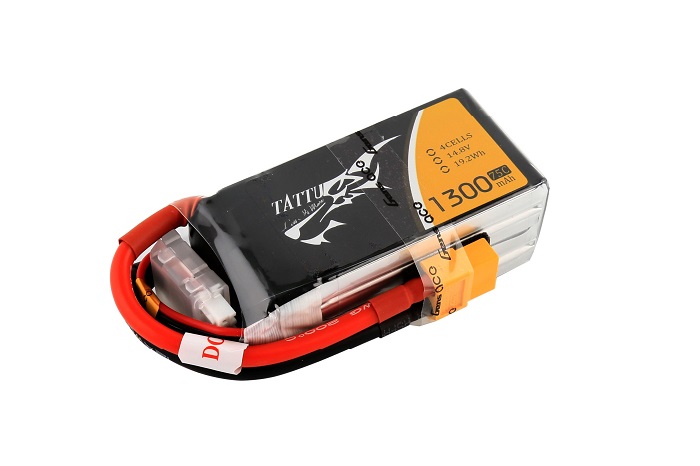 Tattu 1300mAh 14.8V 75C 4S1P Lipo Battery Pack